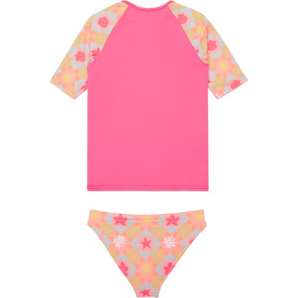 2026 Roxy Junior Kariertes Lycra-Set Mit Kurzen Ärmeln ERLWR03357 - Plumeria Hippie Hour Diagonal